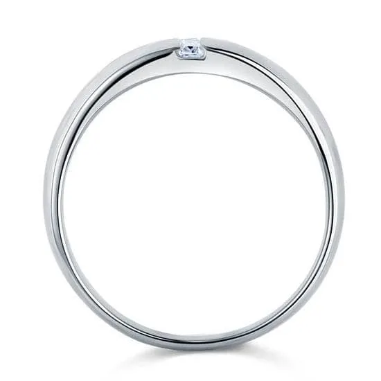 Men's Silver Ring with Three Princess-Cut Diamonds
