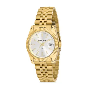 Michael Fellini Gold Stainless Steel Silver Dial Quartz Watch for Ladies - MF2264-3
