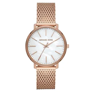 Michael Kors Pyper Gold Mesh Bracelet Mother of pearl Dial Quartz Watch for Ladies - MK-4392