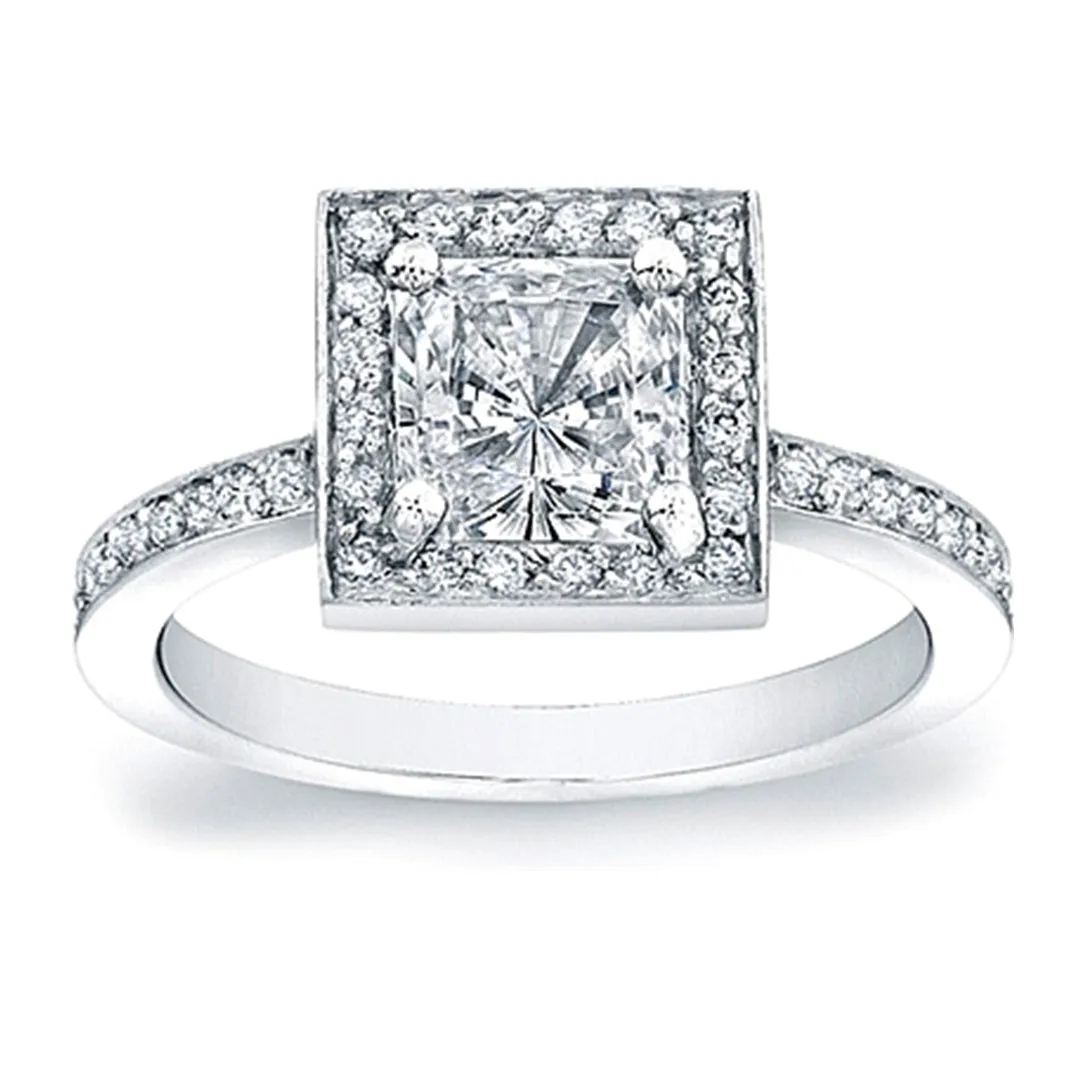 Micro-Pave Diamond Engagement Ring for a Princess Cut Center