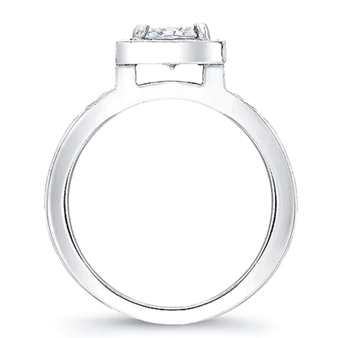 Micro-Pave Diamond Engagement Ring for a Princess Cut Center