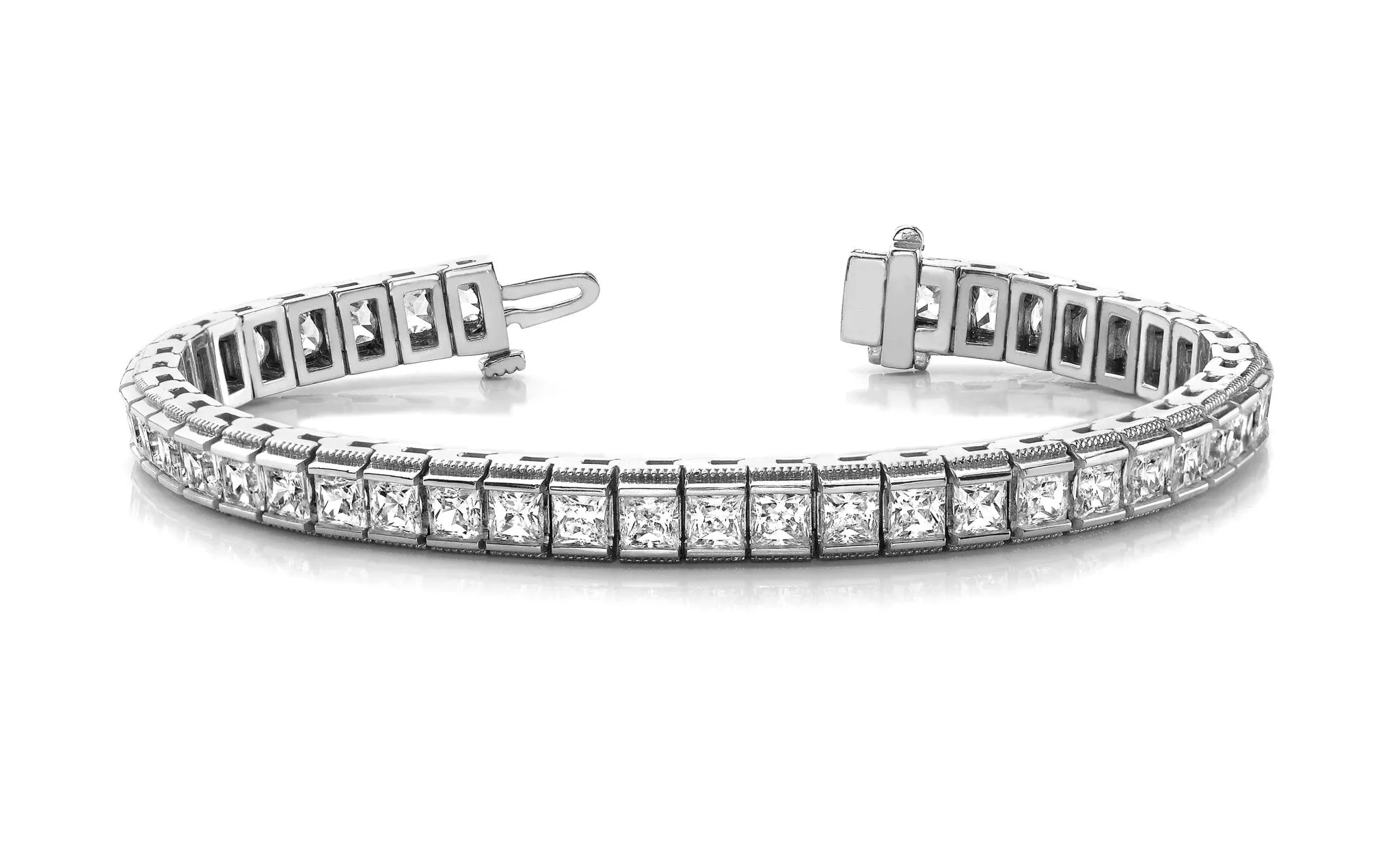 Milgrain Edge Diamond Bracelet with 7.08 ct.(finished) 2.7mm