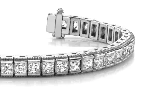 Milgrain Edge Diamond Bracelet with 7.08 ct.(finished) 2.7mm