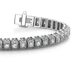 Milgrain Square Link Diamond Bracelet with 8.50 ct.(finished) 4mm