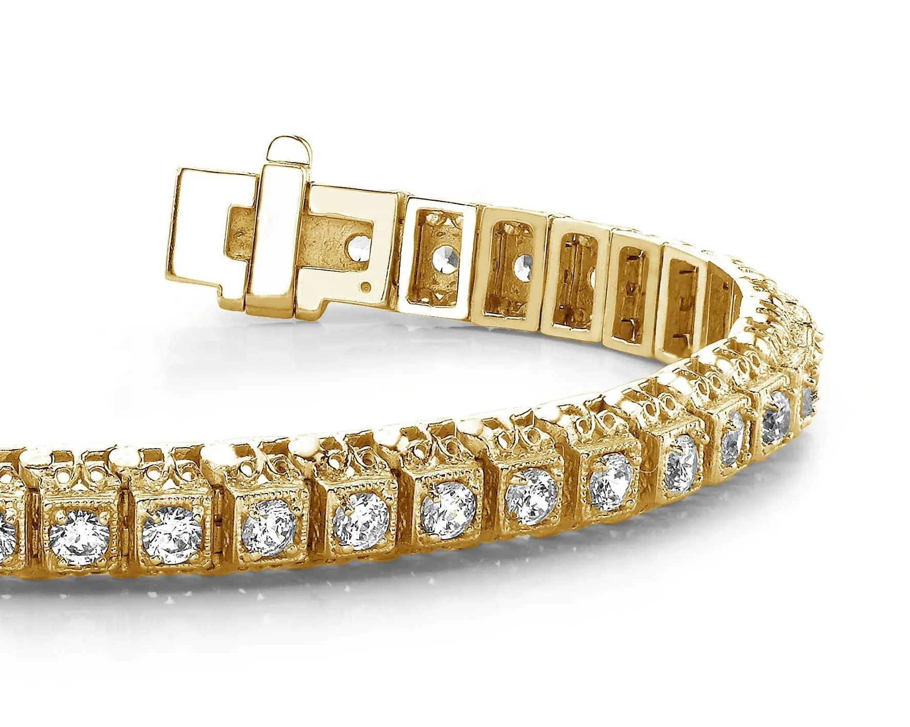 Milgrain Square Link Diamond Bracelet with 8.50 ct.(finished) 4mm