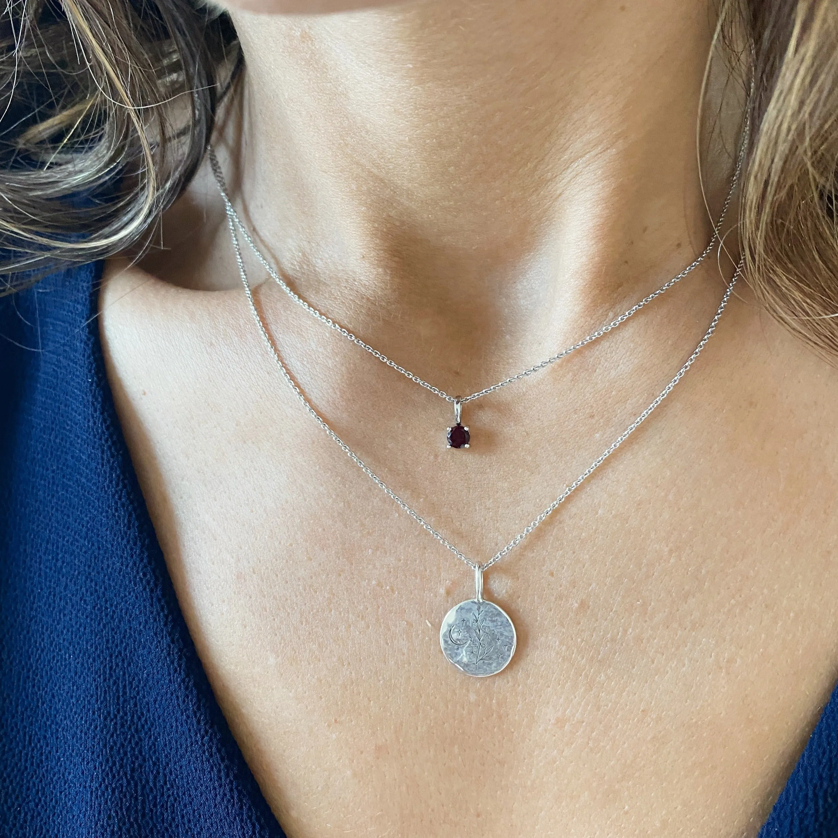 Mini Birthstone Necklace Sterling Silver