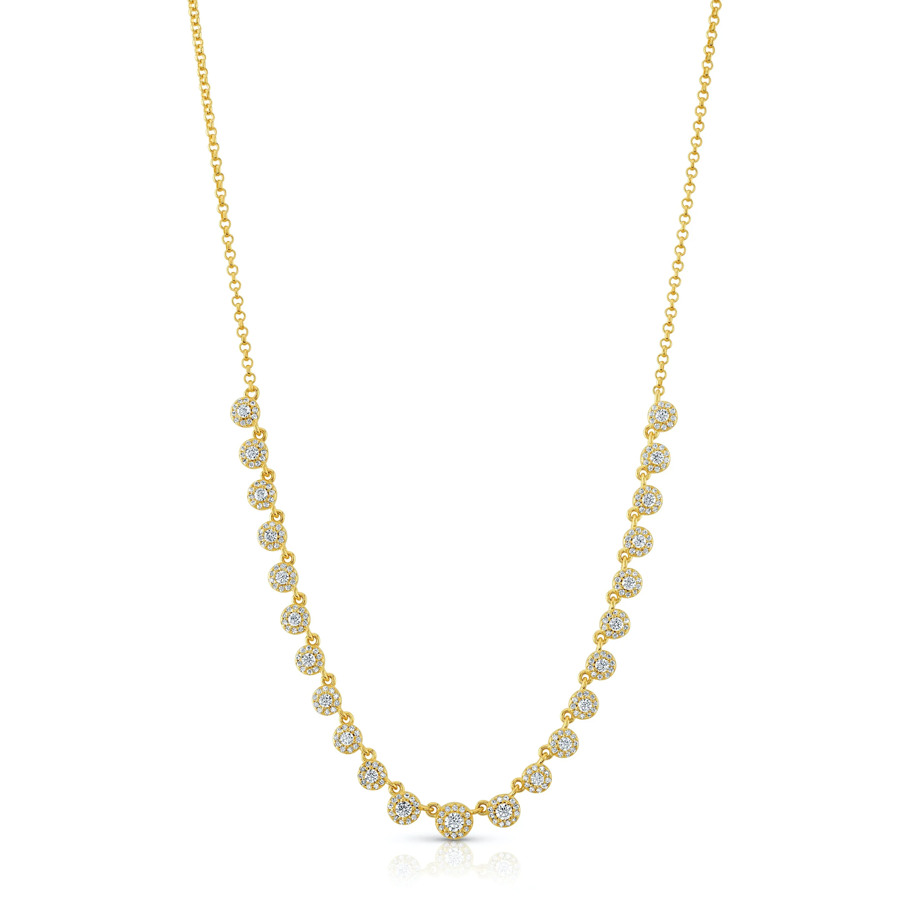 MINI CZ SOLITARE HALO NECKLACE, GOLD