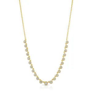 MINI CZ SOLITARE HALO NECKLACE, GOLD