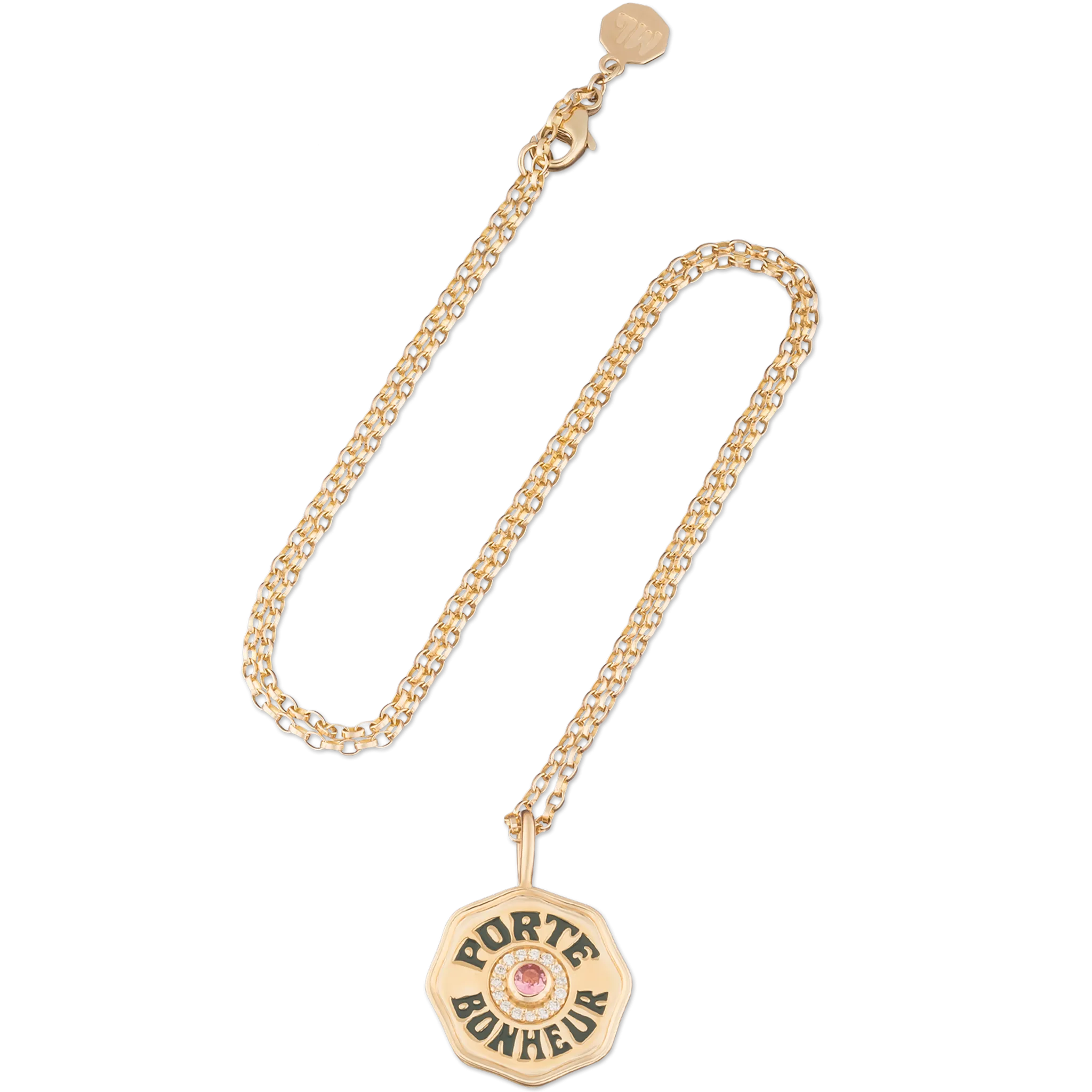 Mini Diamond Halo Porte Bonheur Pink Tourmaline