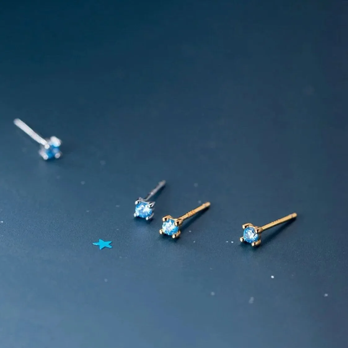 Mini Sapphire Stud Earrings-ECZ003
