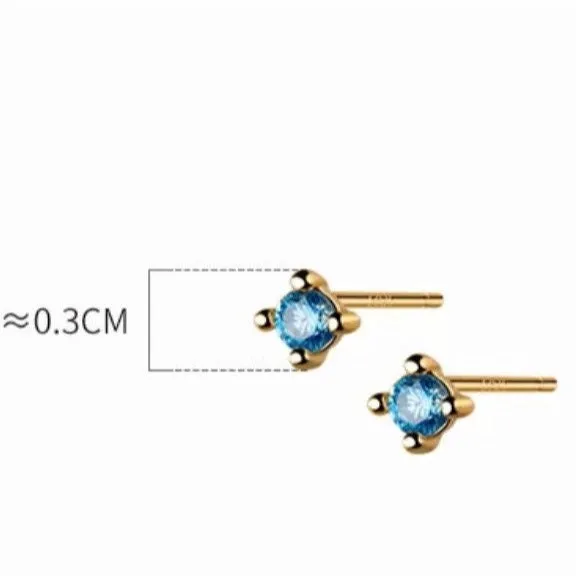 Mini Sapphire Stud Earrings-ECZ003