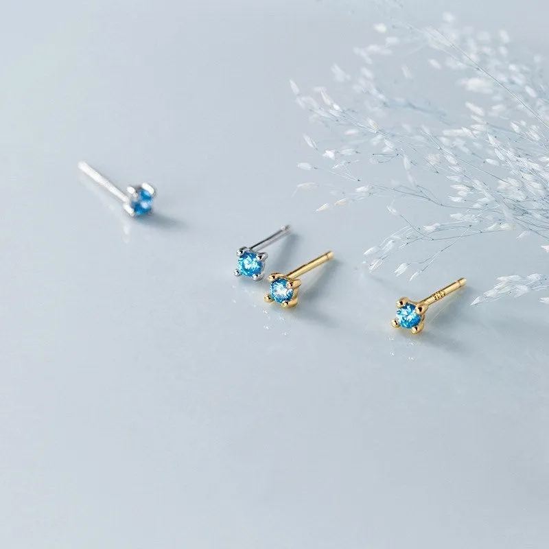 Mini Sapphire Stud Earrings-ECZ003
