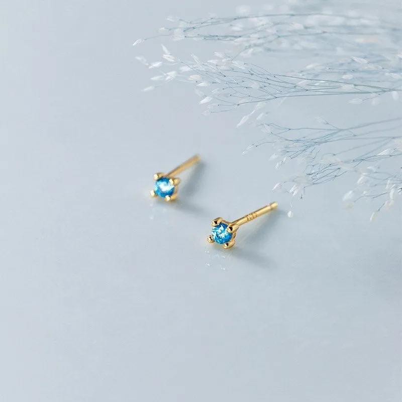 Mini Sapphire Stud Earrings-ECZ003