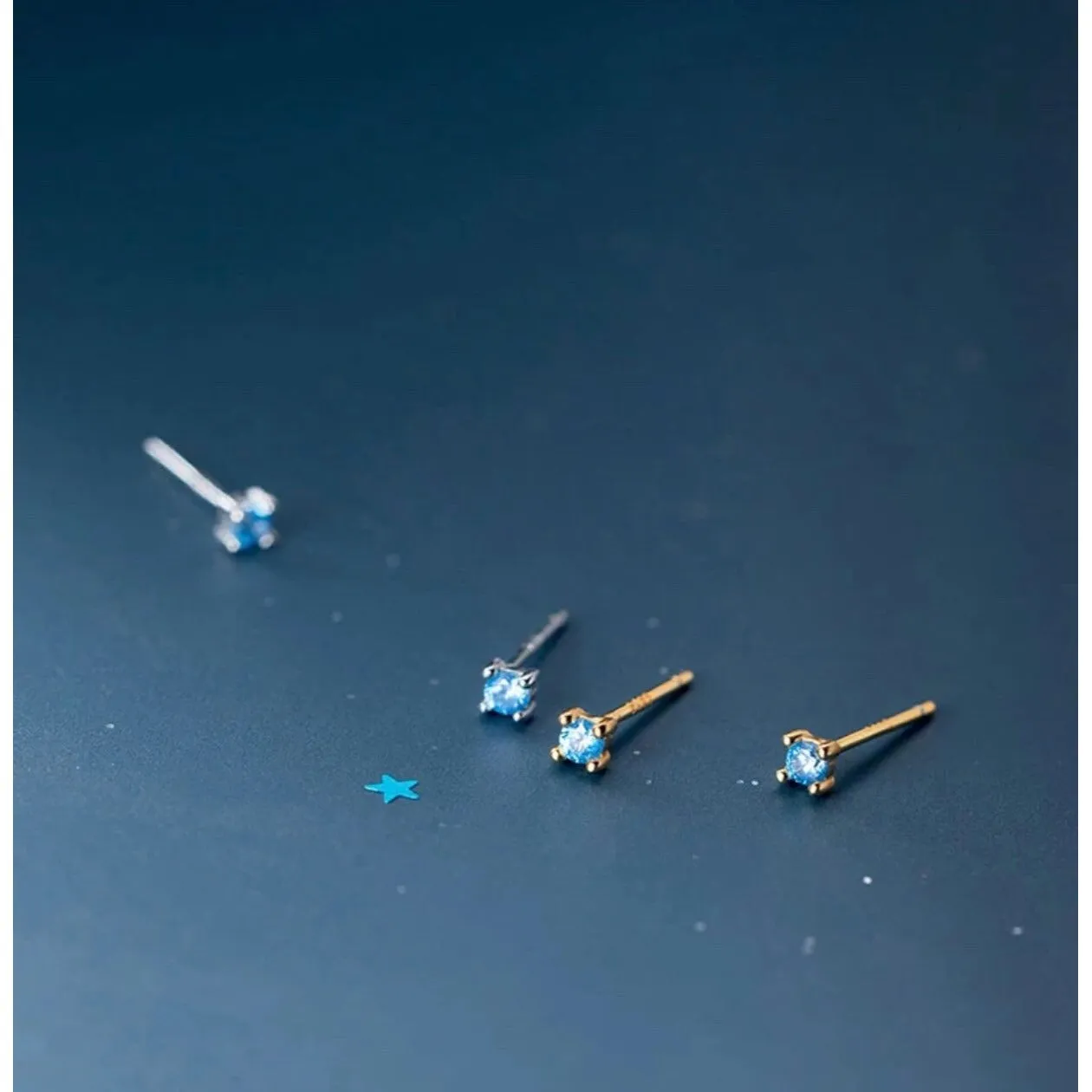 Mini Sapphire Stud Earrings-ECZ003