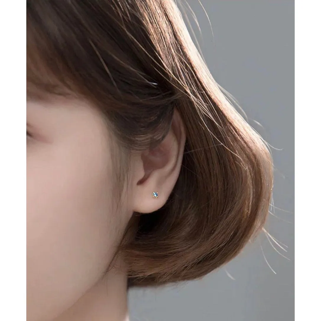 Mini Sapphire Stud Earrings-ECZ003