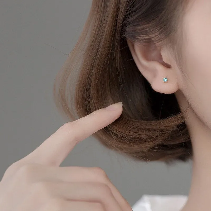 Mini Sapphire Stud Earrings-ECZ003