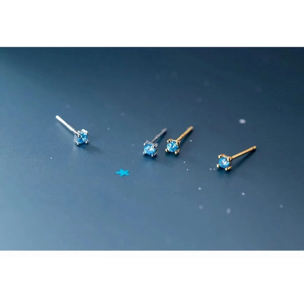 Mini Sapphire Stud Earrings-ECZ003