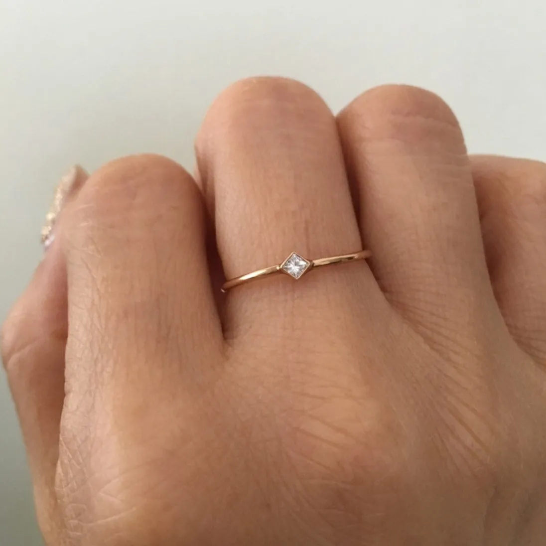Mini Square Bezel Diamond Ring