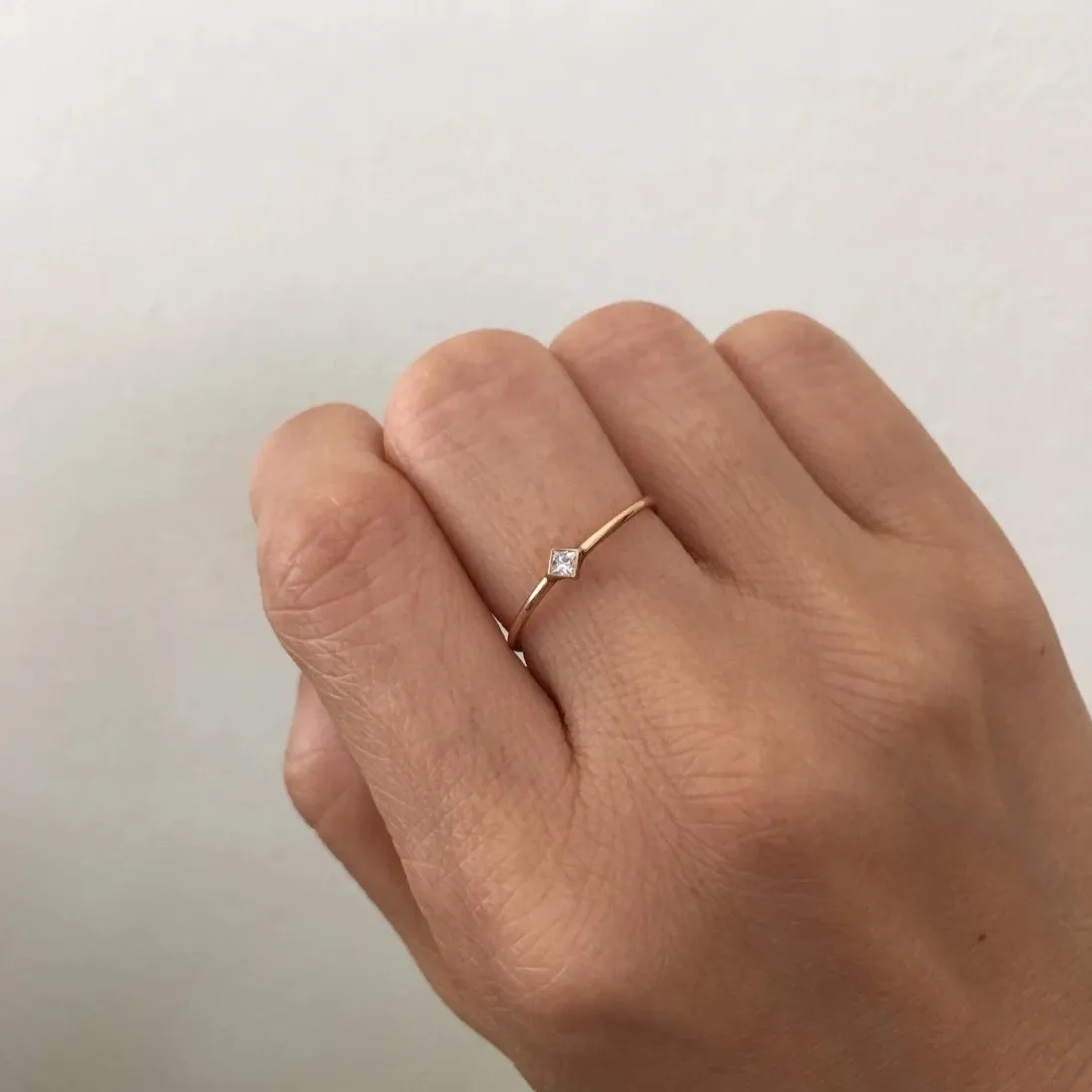 Mini Square Bezel Diamond Ring