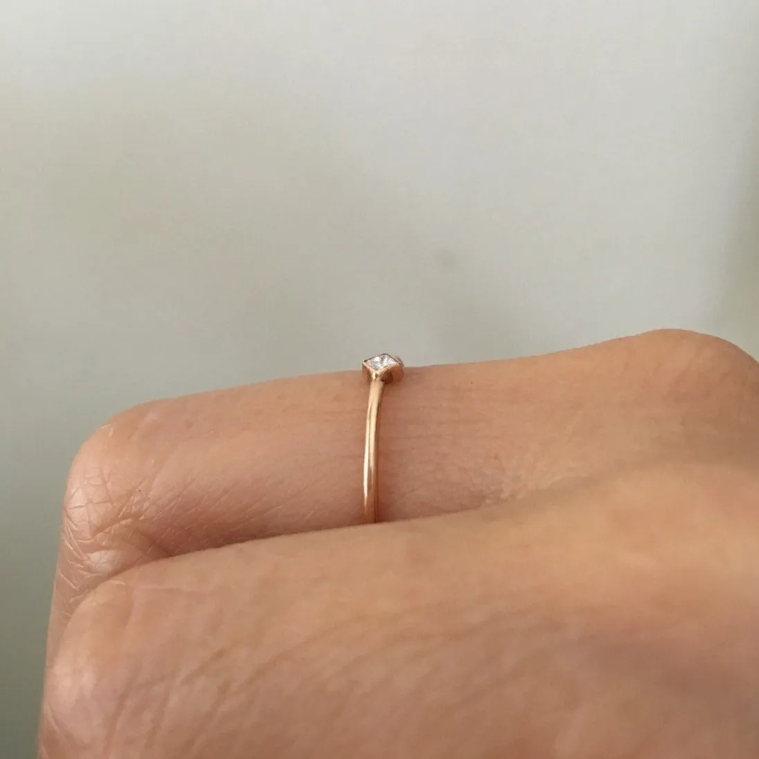 Mini Square Bezel Diamond Ring