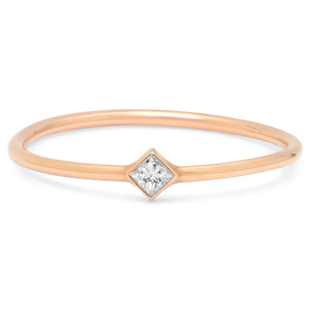 Mini Square Bezel Diamond Ring