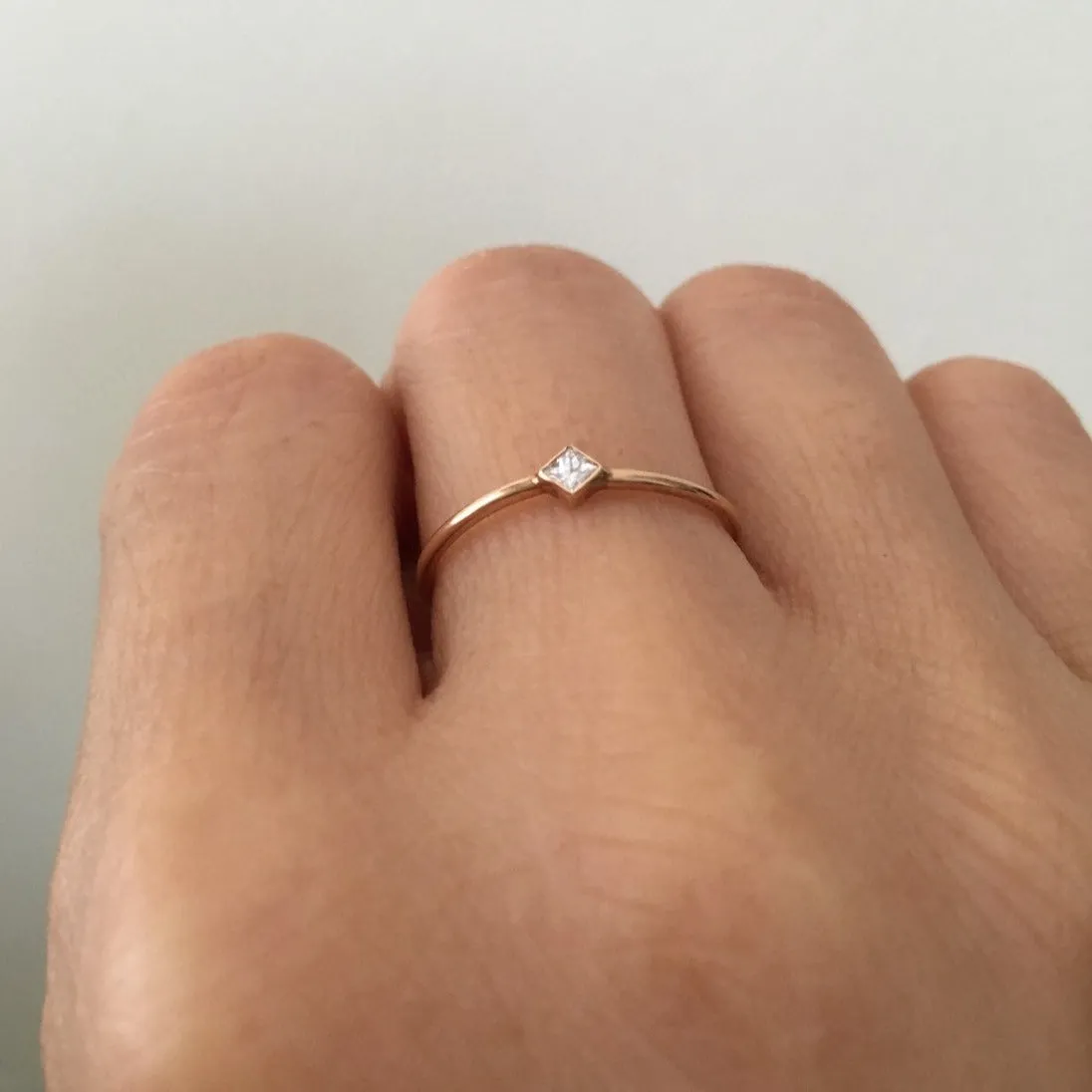 Mini Square Bezel Diamond Ring