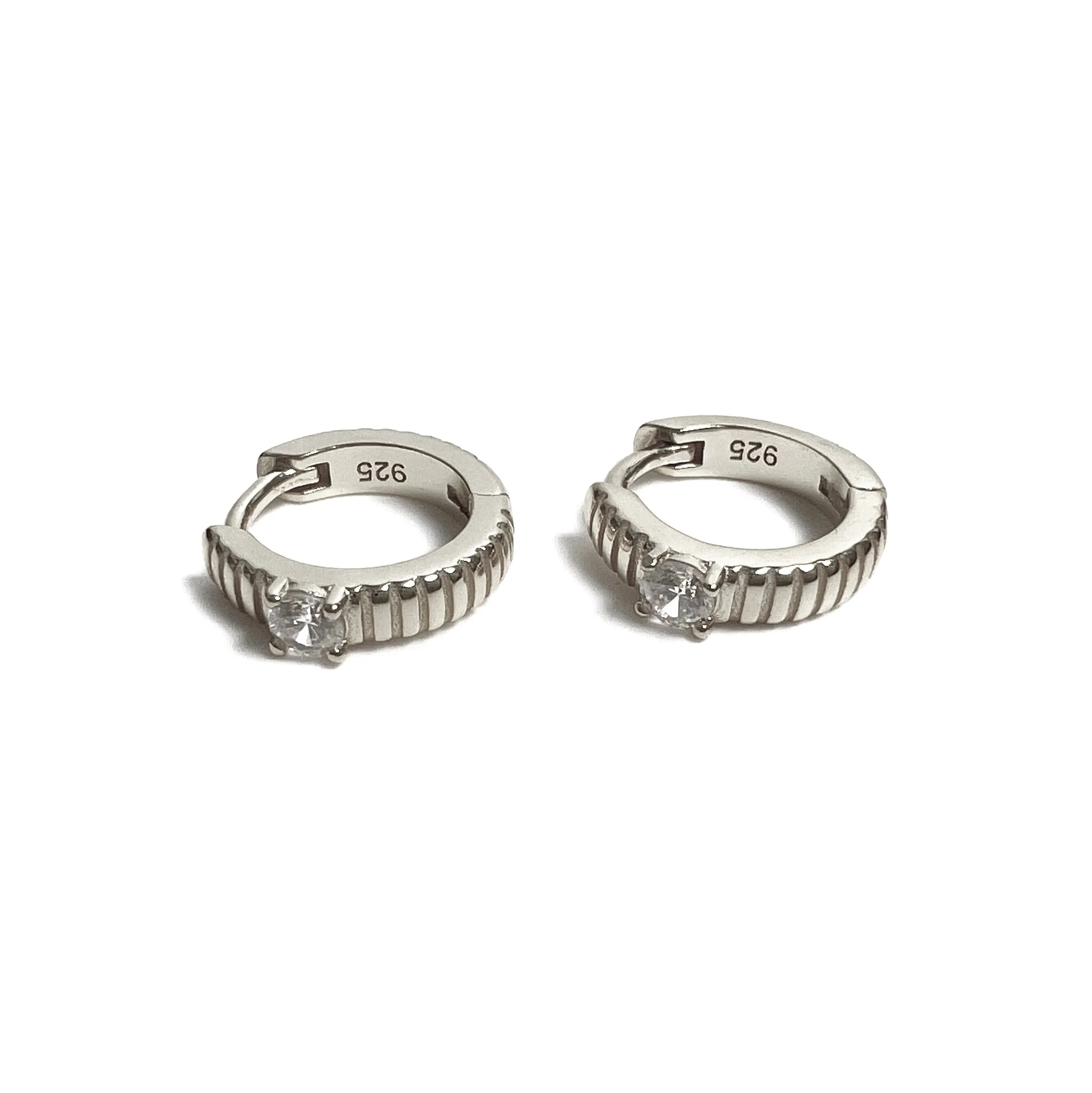 Mini Textured Hoops with Front Bezel