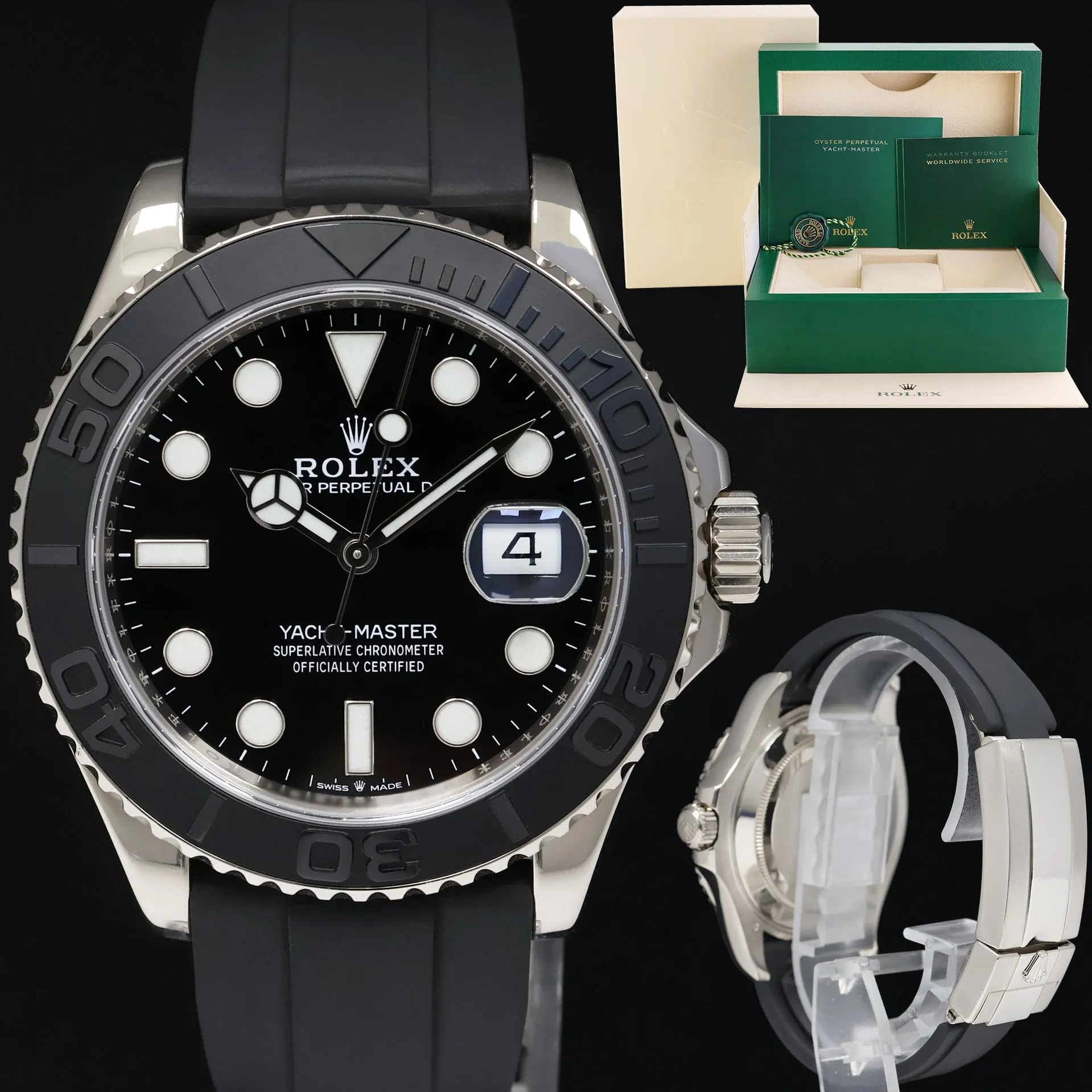 MINT 2022 Rolex Yacht-Master 226659 White Gold 42mm Oysterflex Rubber Watch Box