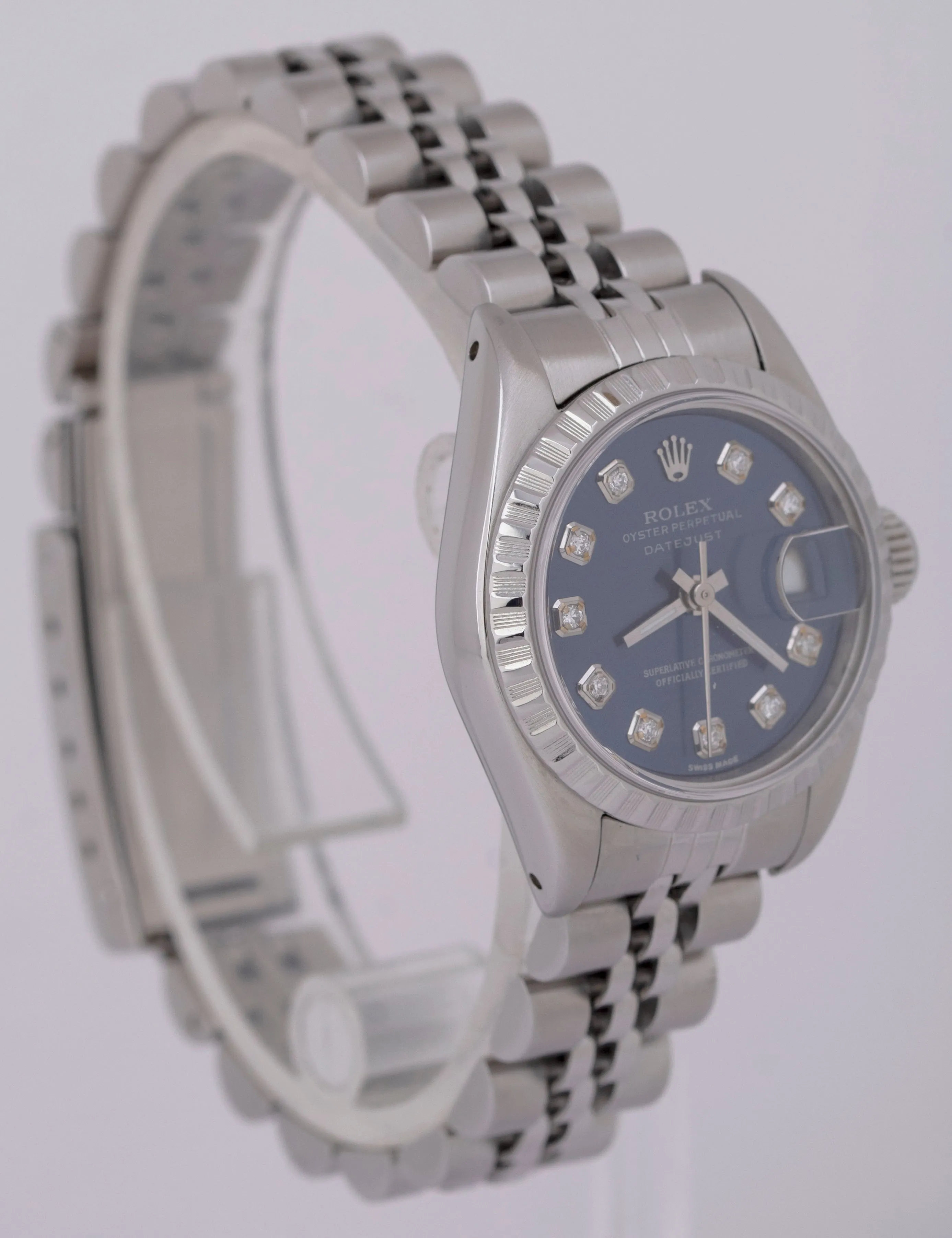 MINT PAPERS Rolex Oyster Perpetual Date BLUE DIAMOND 26 Jubilee Watch 69240 BOX