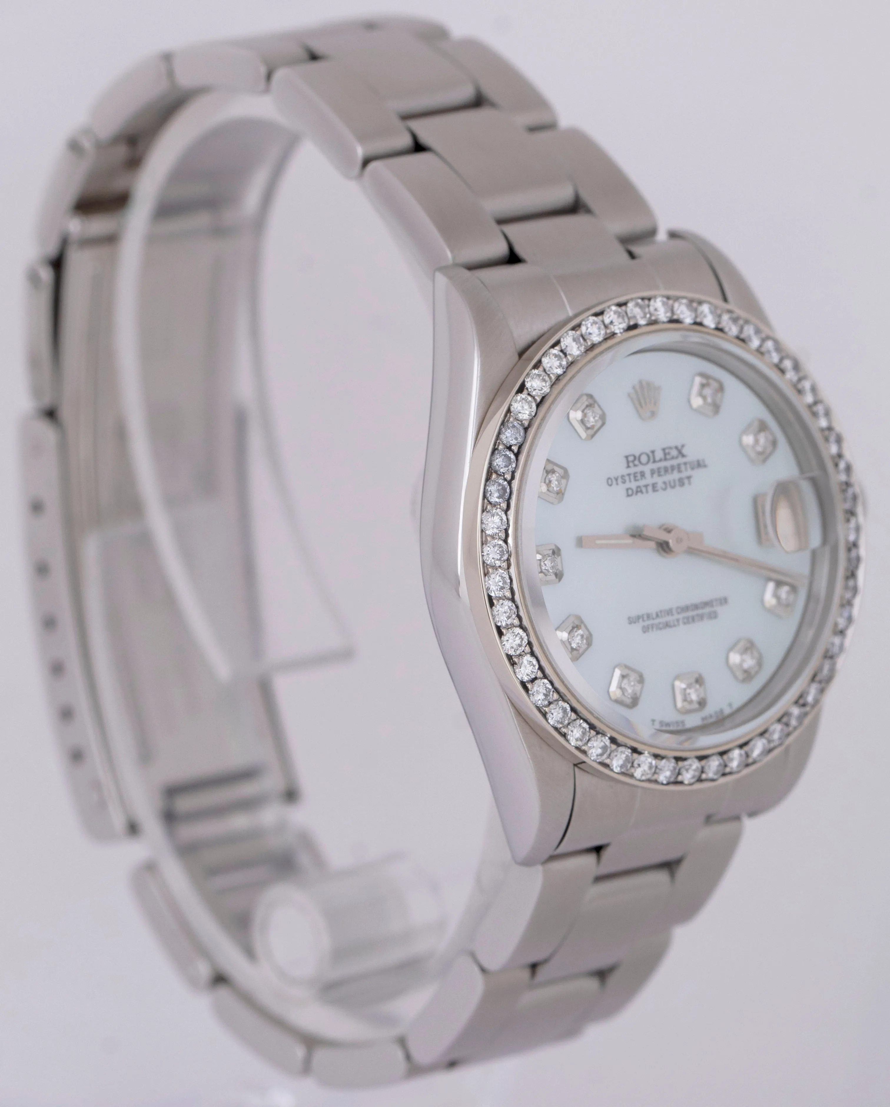 MINT Rolex DateJust 31mm MOP DIAMOND Oyster Steel Midsize Automatic Watch 68274