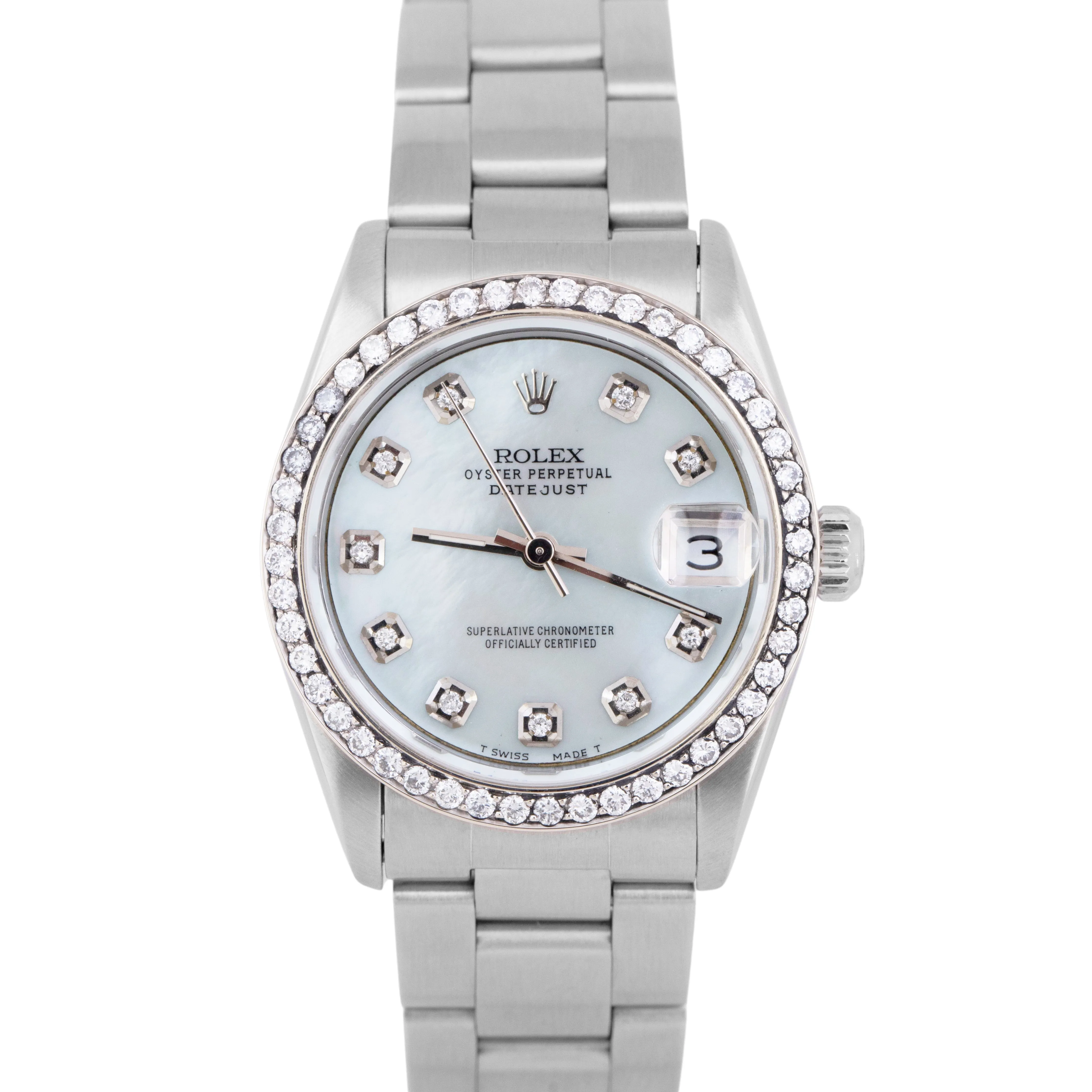 MINT Rolex DateJust 31mm MOP DIAMOND Oyster Steel Midsize Automatic Watch 68274