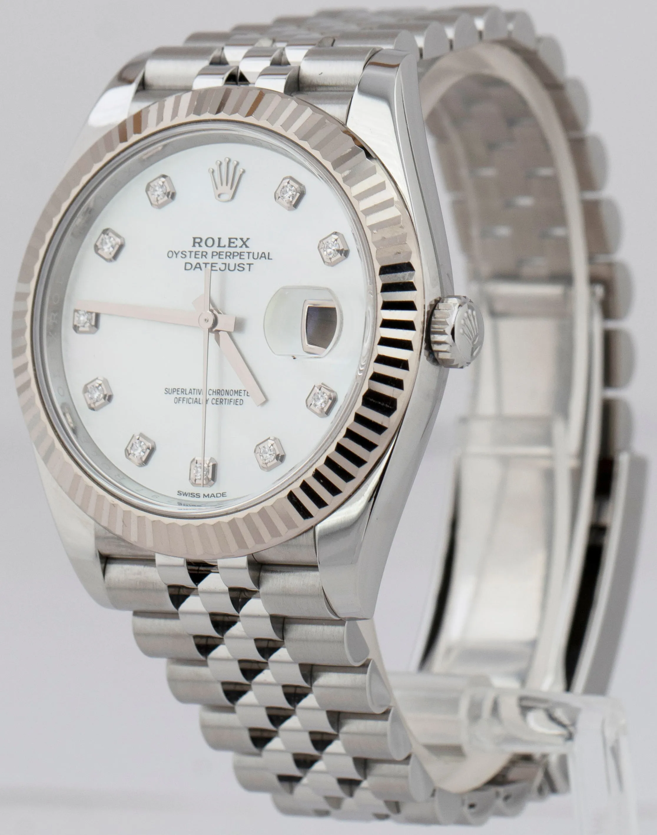 MINT Rolex DateJust 41mm MOP DIAMOND JUBILEE Stainless Gold Watch 126334 B P