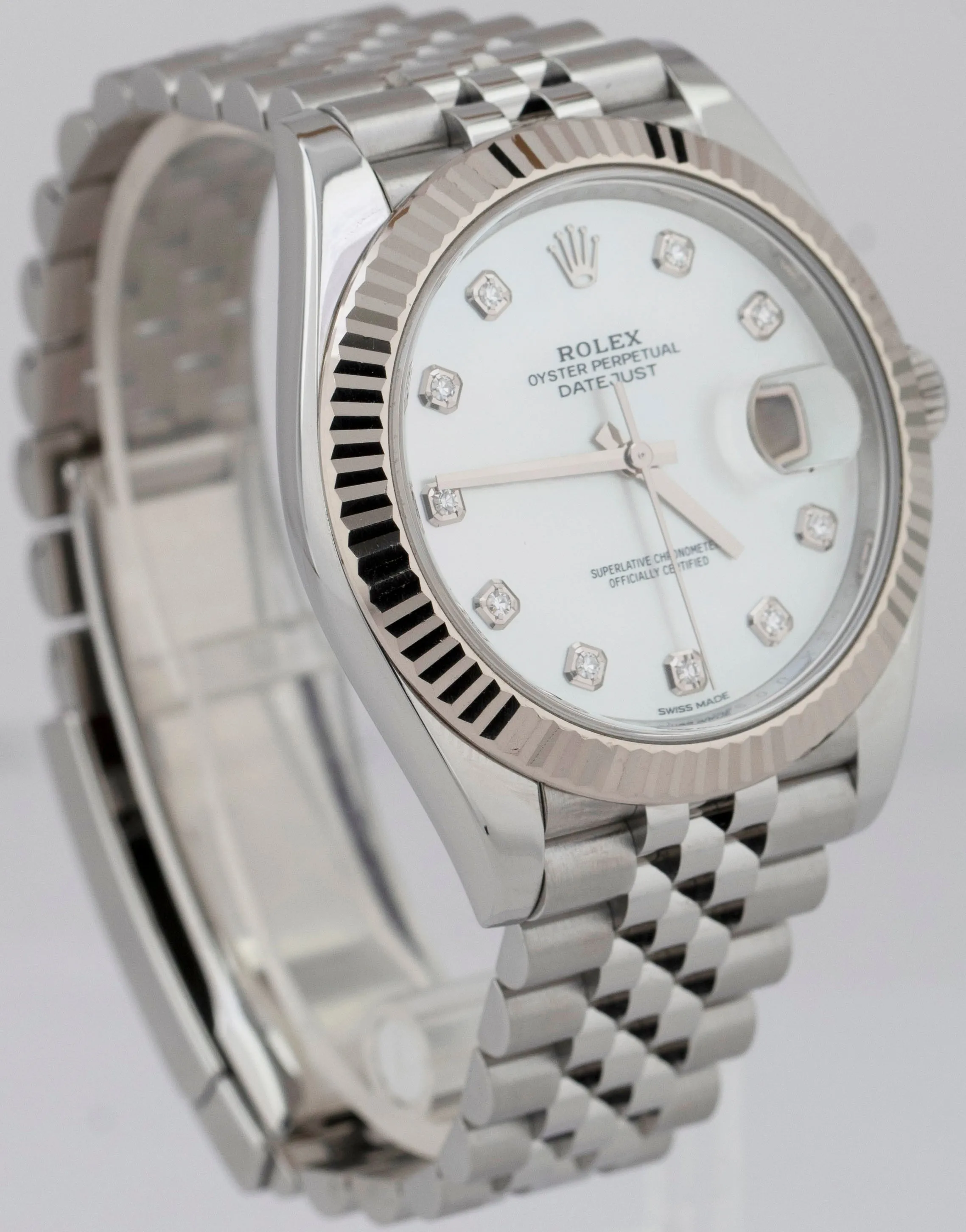 MINT Rolex DateJust 41mm MOP DIAMOND JUBILEE Stainless Gold Watch 126334 B P