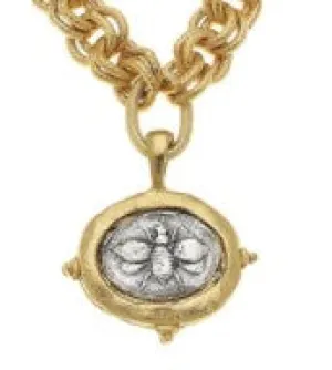 Mixed Metal Bee Intaglio Necklace