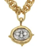 Mixed Metal Bee Intaglio Necklace