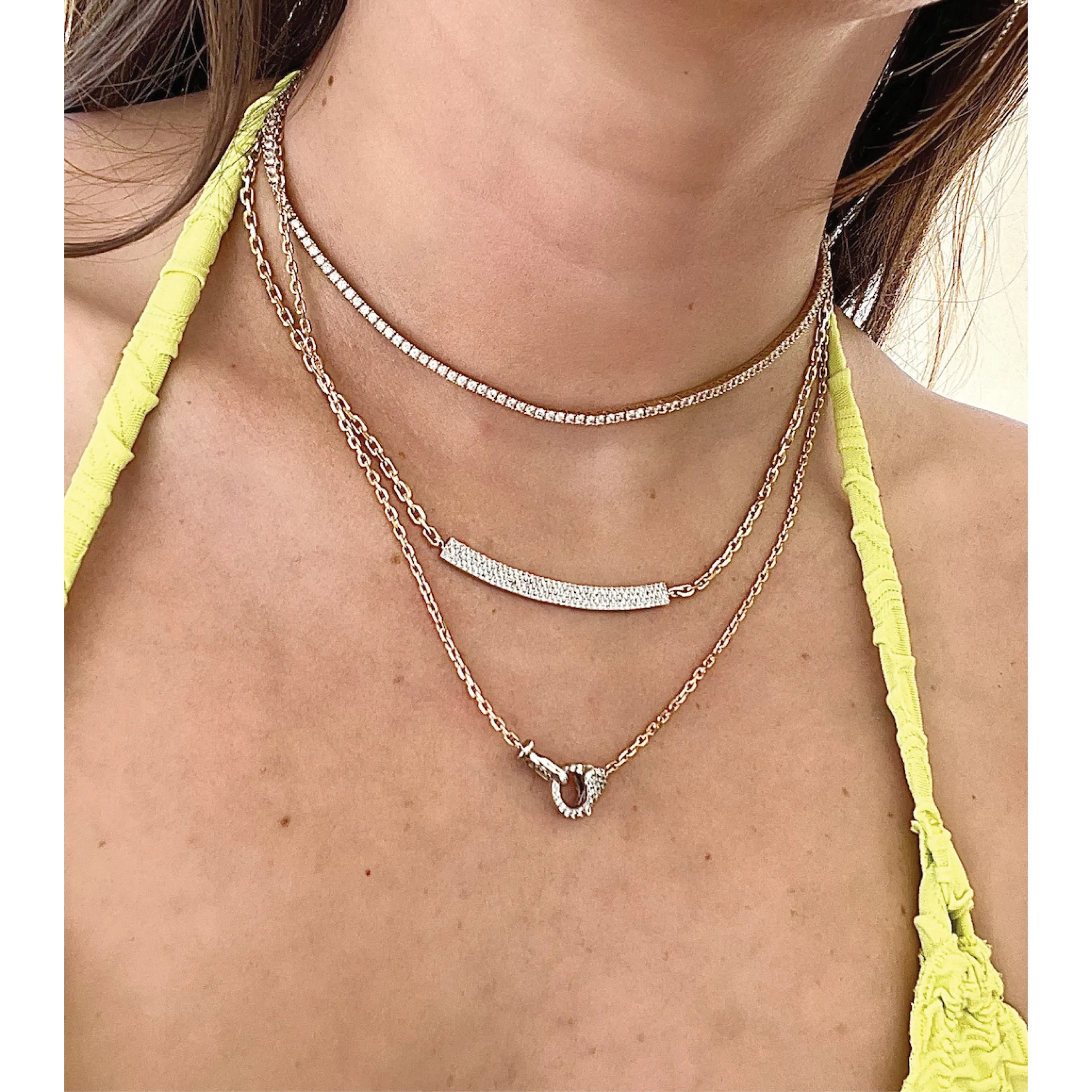 Mixed Metal Diamond Clasp Necklace