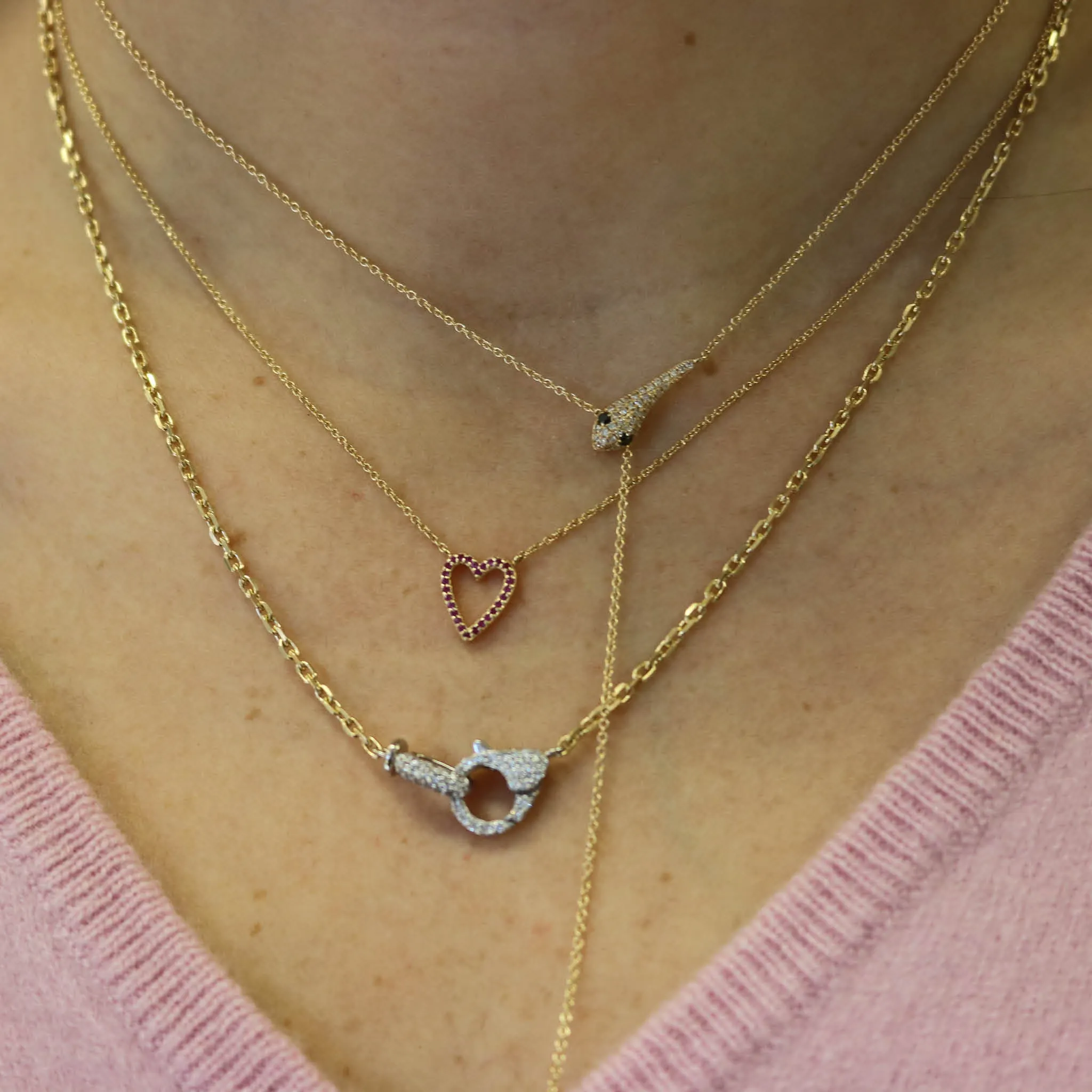 Mixed Metal Diamond Clasp Necklace