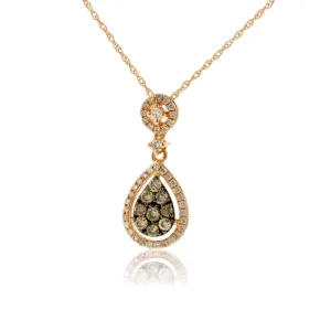 Mocha Diamond and Diamond Halo Style Pendant