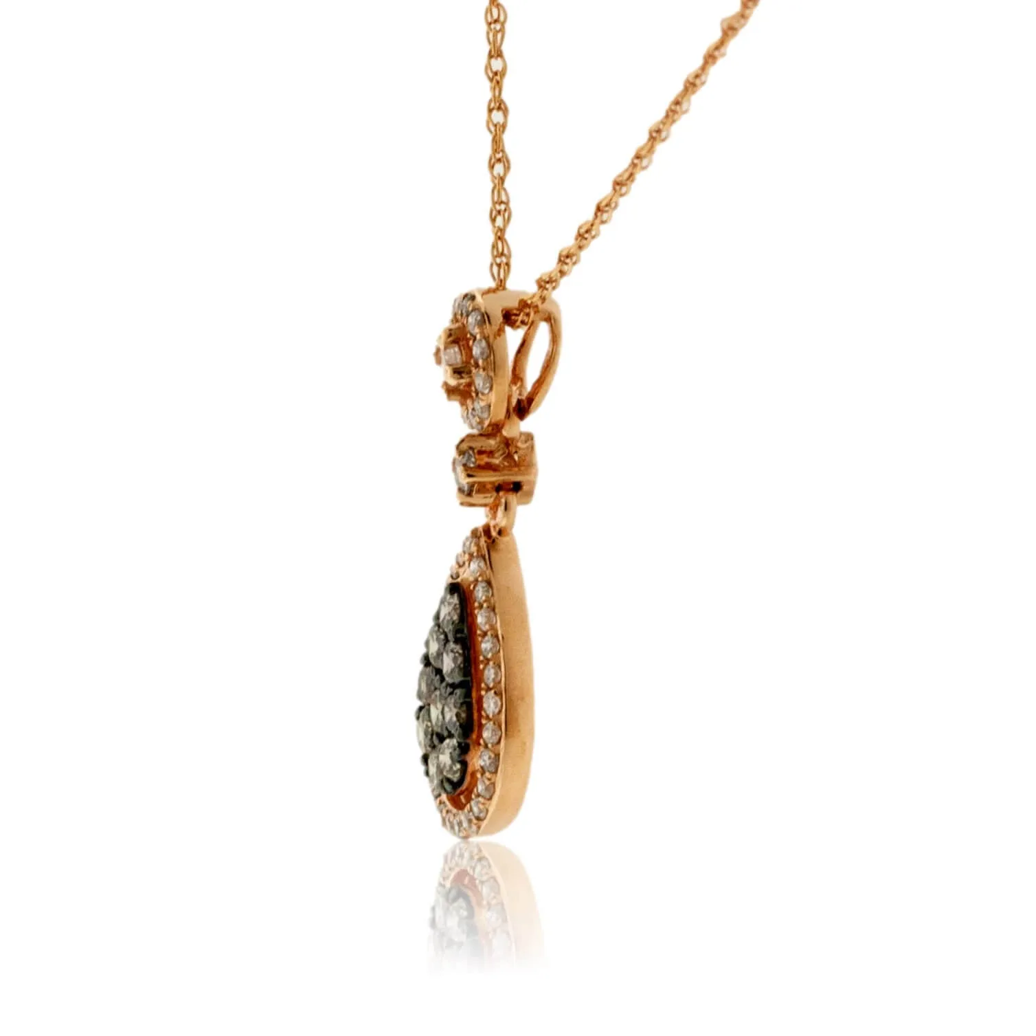 Mocha Diamond and Diamond Halo Style Pendant