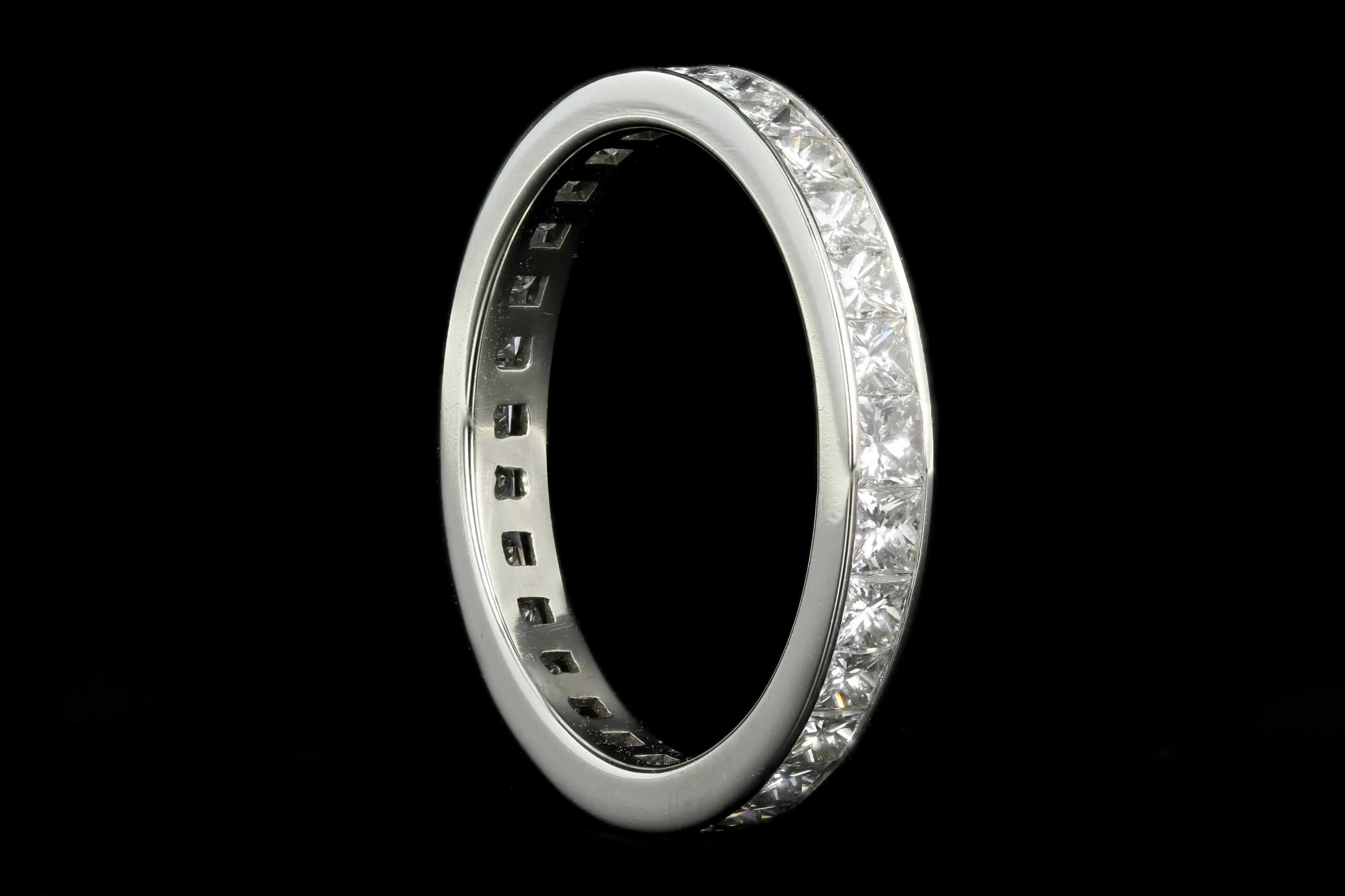 Modern 14K White Gold 3 CTW Princess Cut Diamond Channel Set Band