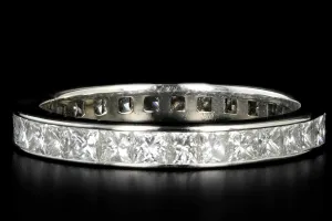 Modern 14K White Gold 3 CTW Princess Cut Diamond Channel Set Band