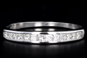 Modern 14K White Gold .50 Carat Total Weight Princess Cut Diamond Channel Wedding Band