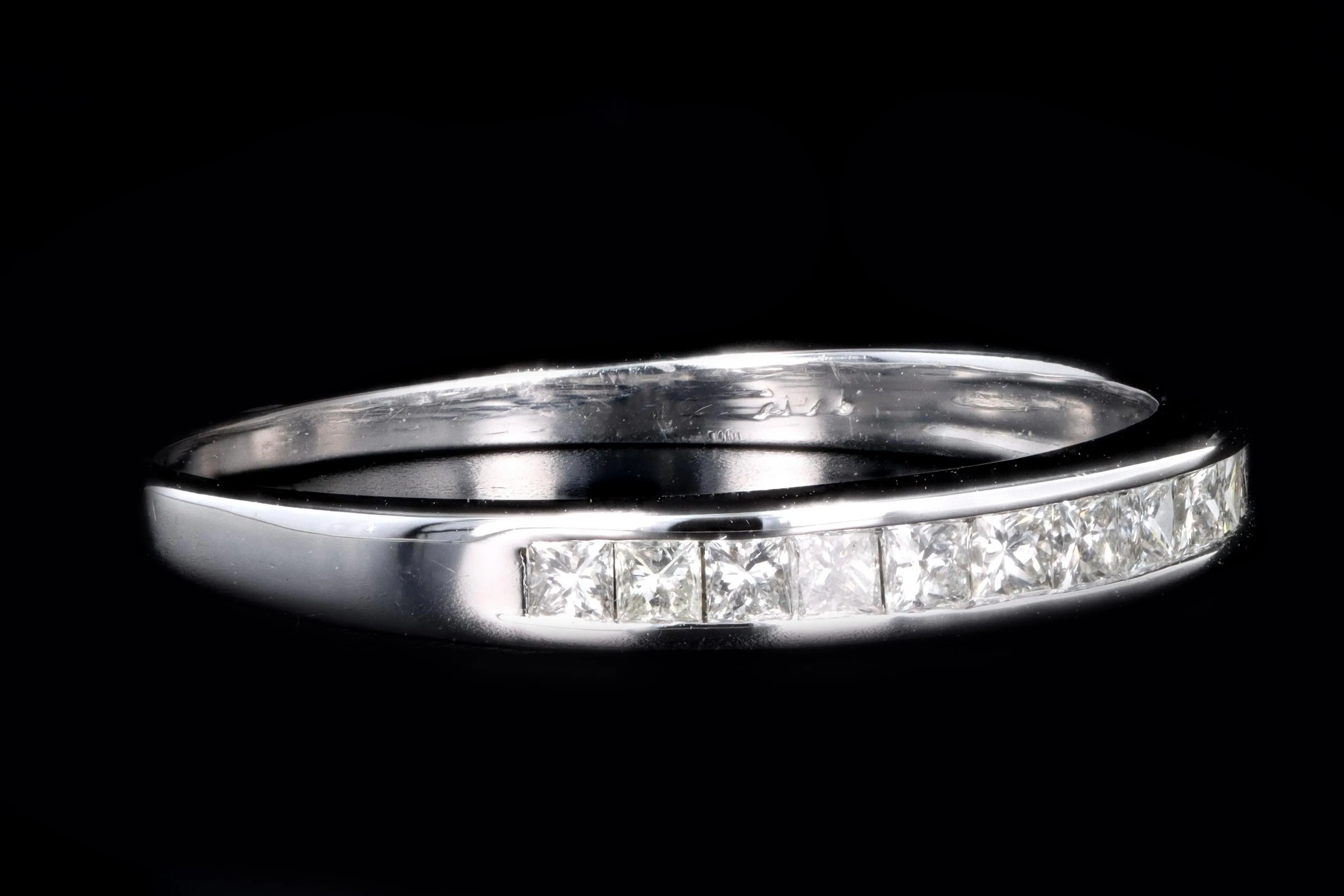 Modern 14K White Gold .50 Carat Total Weight Princess Cut Diamond Channel Wedding Band
