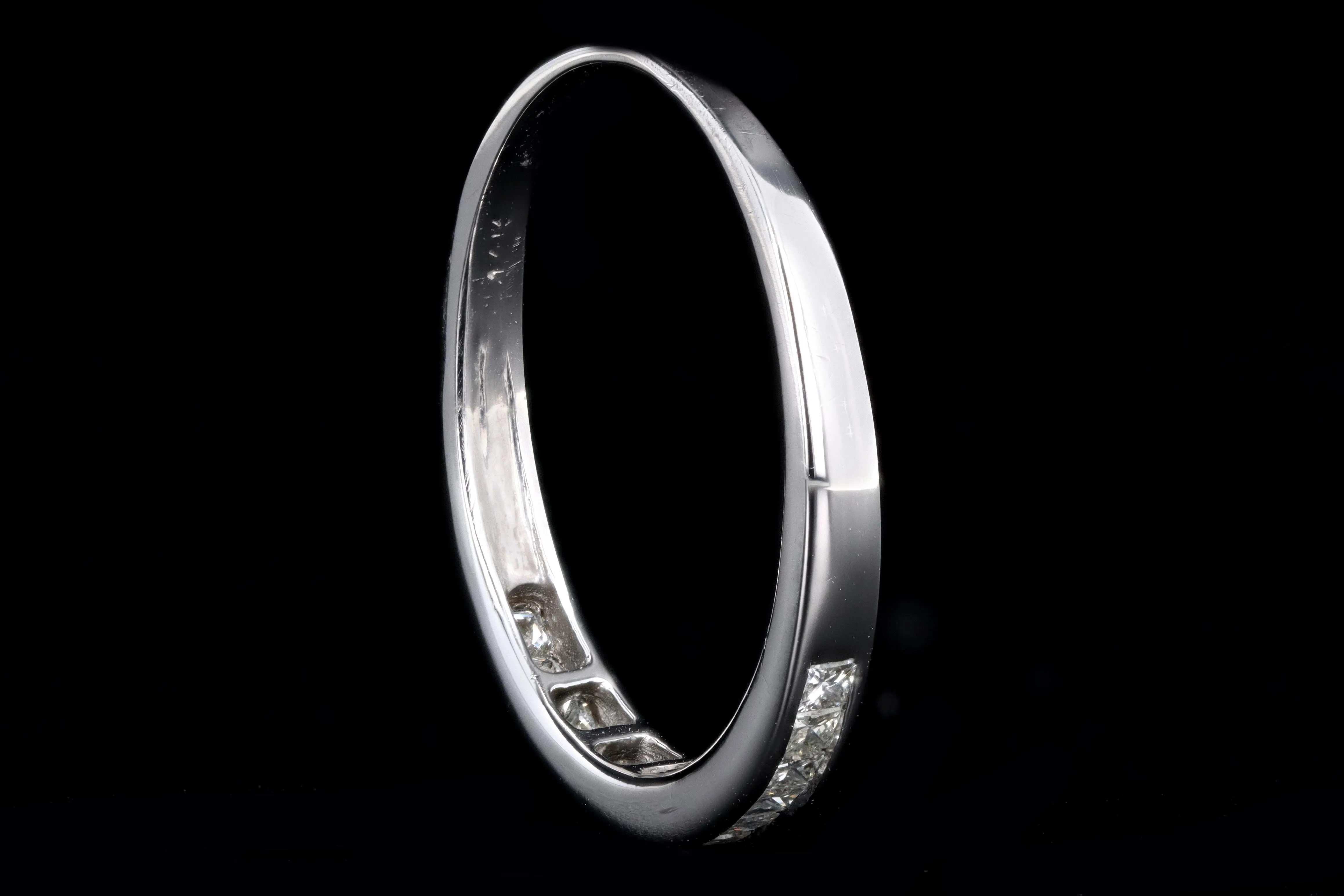 Modern 14K White Gold .50 Carat Total Weight Princess Cut Diamond Channel Wedding Band