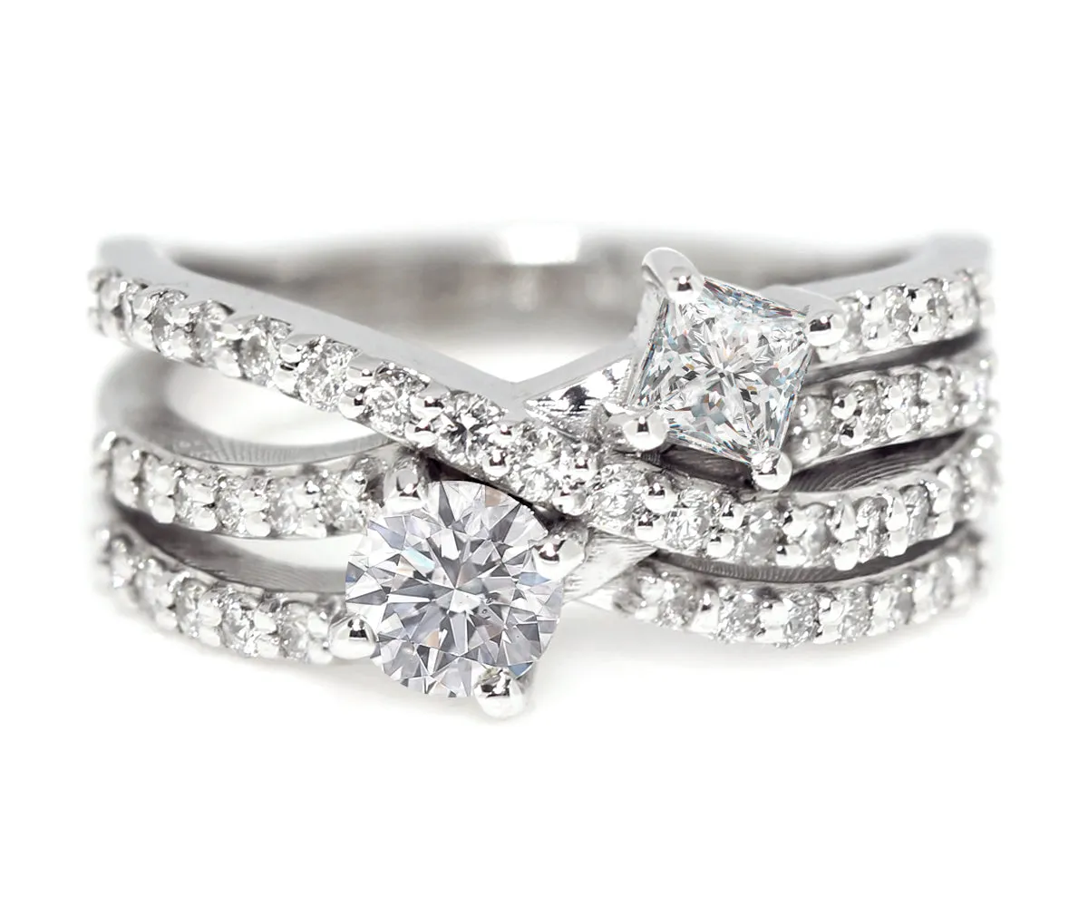 Modern Interweave Two Stone Diamond Ring Redesign