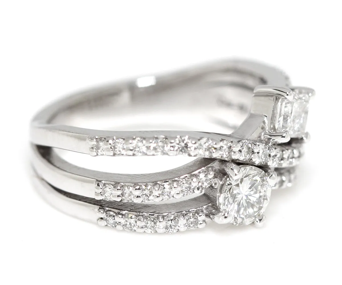 Modern Interweave Two Stone Diamond Ring Redesign