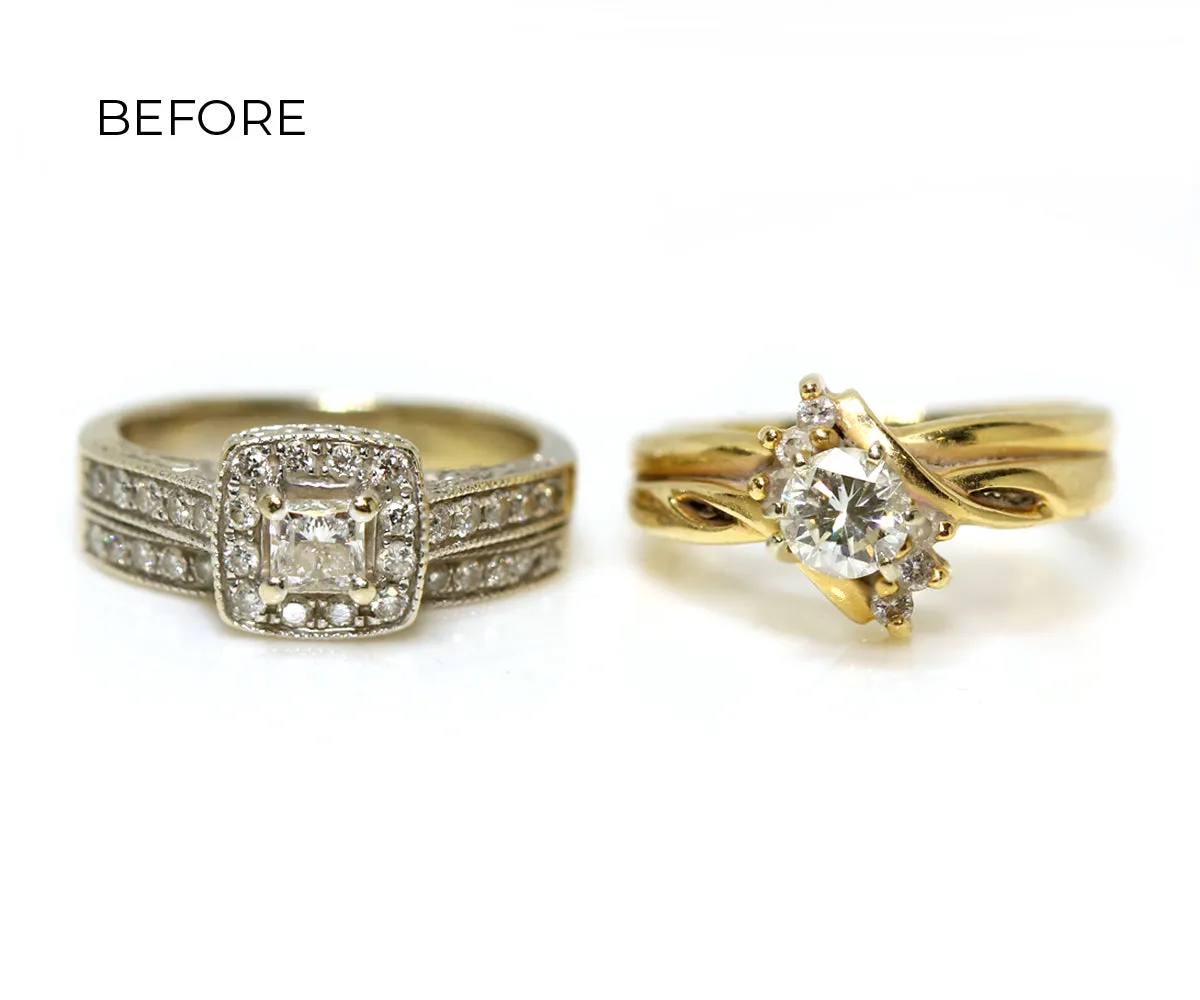 Modern Interweave Two Stone Diamond Ring Redesign