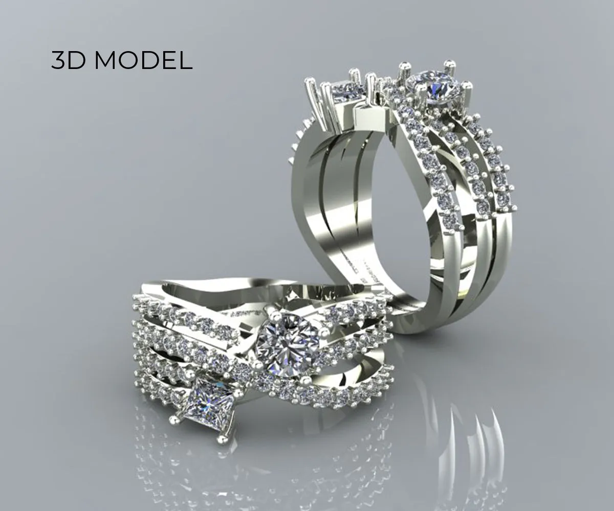 Modern Interweave Two Stone Diamond Ring Redesign