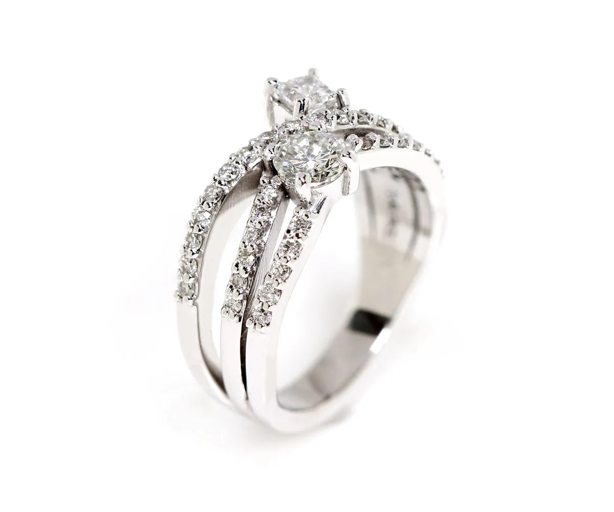 Modern Interweave Two Stone Diamond Ring Redesign