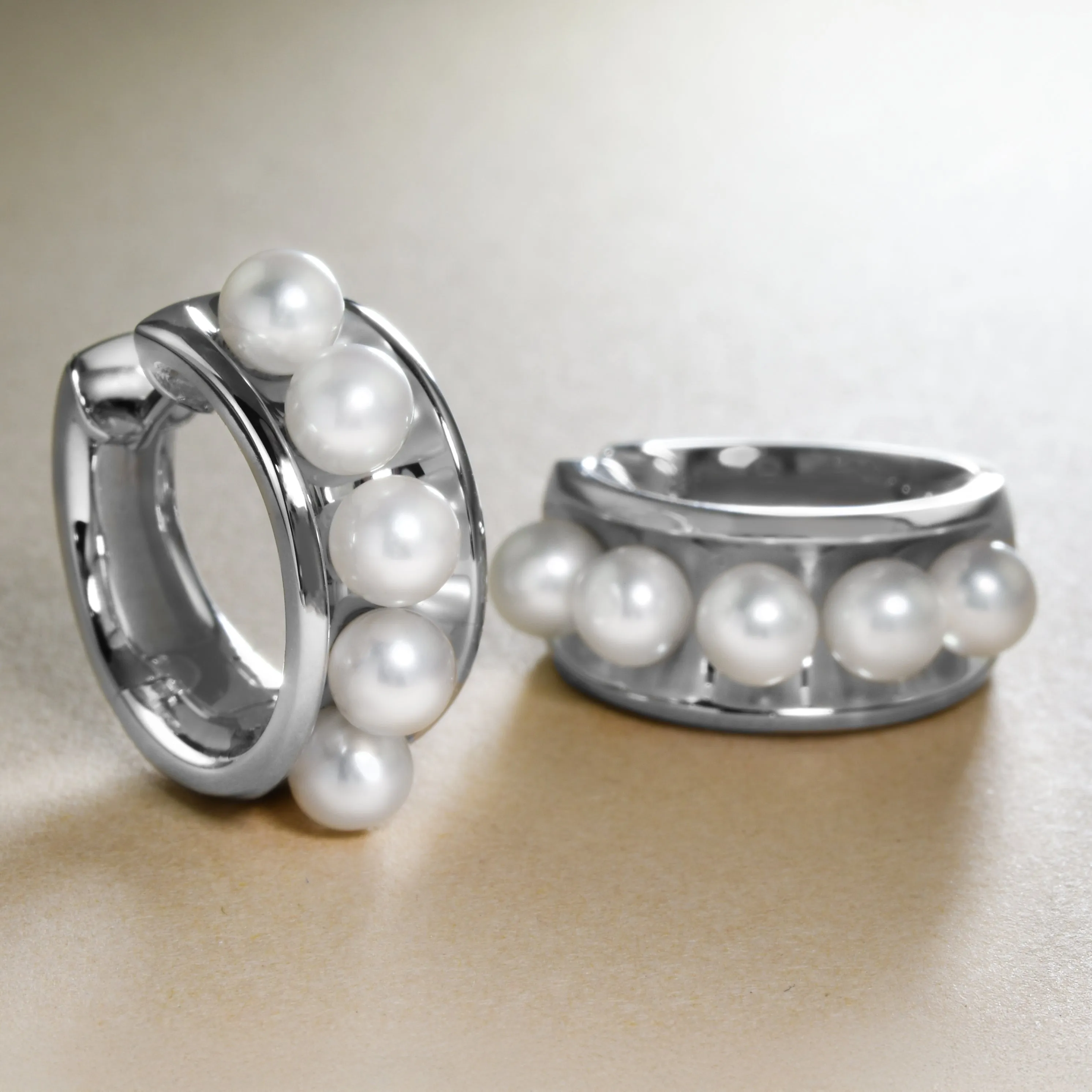 Modern Pearl Hoops